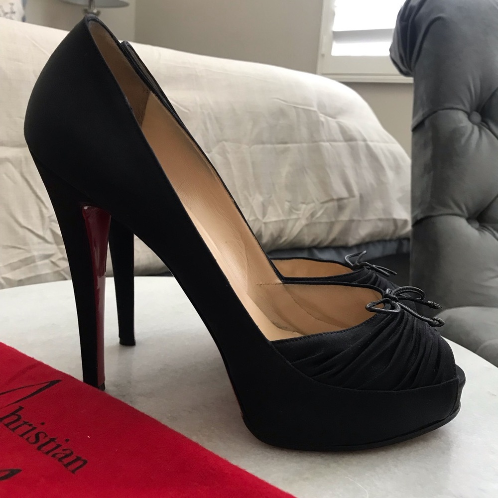 Christian Louboutin Black Satin Heels Sz 9